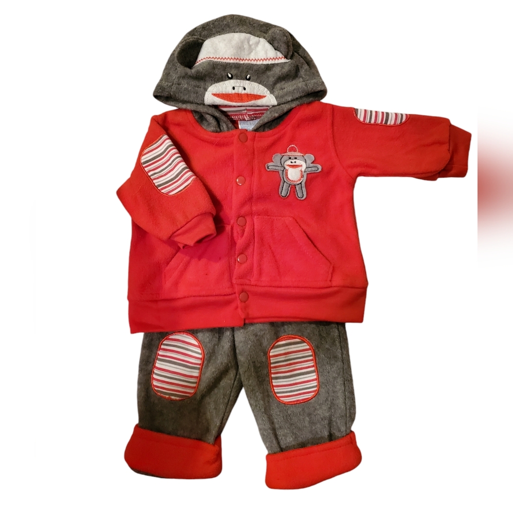 Cute baby monkey jacket and pants set